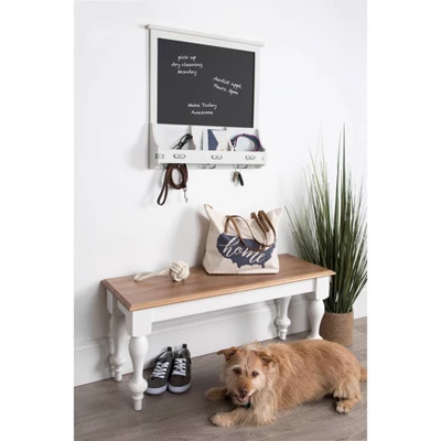 24" X 24" Stallard Wood Wall Chalkboard With Hooks White - Kate And Laurel 3 24" X 24" Stallard Wood Wall Chalkboard With Hooks White - Kate And Laurel - Image 3