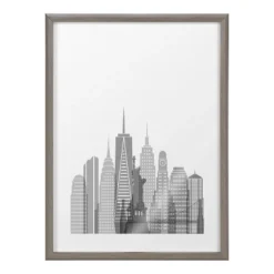 18" X 24" Blake New York Cityscape By Jake Goossen Framed Printed Glass Gray - Kate & Laurel All Things Decor
