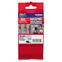 Brother TZe Extra-Strength Adhesive Laminated Labeling Tape 1w Black On White TZES251