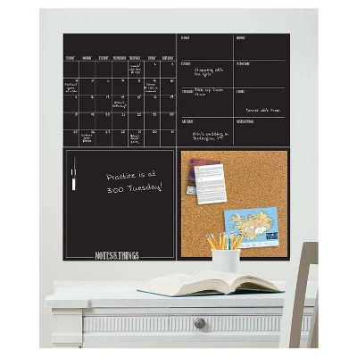 Wall Pops! Dry Erase Calendar And Cork Board Set - Black 1 Wall Pops! Dry Erase Calendar And Cork Board Set - Black