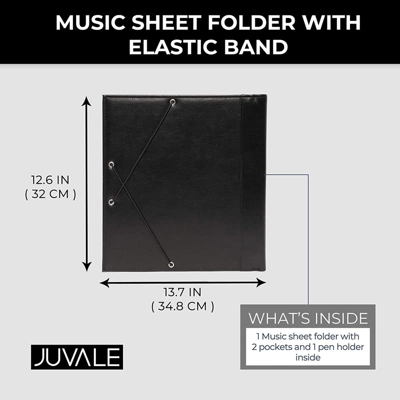 Music Sheet Folder With Elastic Band (12.6 X 13.7 In, Black) 1 Music Sheet Folder With Elastic Band (12.6 X 13.7 In, Black)