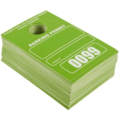 Juvale 100 Pack Temporary Parking Permit Hang Tags Numbered 0001- 0100, Hanging Passes For Car Mirrors, Bulk, Green, 3.15 X 4.75 In 3 Juvale 100 Pack Temporary Parking Permit Hang Tags Numbered 0001- 0100, Hanging Passes For Car Mirrors, Bulk, Green, 3.15 X 4.75 In - Image 3