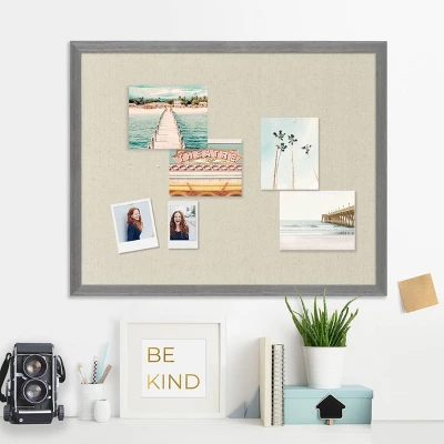 17.5" X 21.5" Woodgrain Framed Natural Linen Pinboard Rustic Gray - Sheffield Home 1 17.5" X 21.5" Woodgrain Framed Natural Linen Pinboard Rustic Gray - Sheffield Home