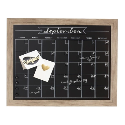 29" X 23" Beatrice Framed Magnetic Chalkboard Calendar Rustic Brown - DesignOvation 1 29" X 23" Beatrice Framed Magnetic Chalkboard Calendar Rustic Brown - DesignOvation