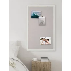 27" X 43" Macon Framed Linen Fabric Pinboard White - Kate & Laurel All Things Decor -Smart Stationery Deals Store GUEST 144adad5 9d77 4e99 bea7 1c329f336e5f