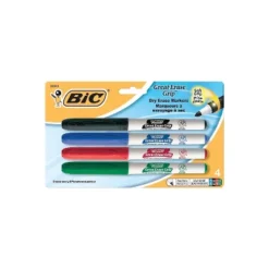 Bic Great Erase Grip Fine Point Dry Erase Marker Assorted 4/Set GDEP41ASST