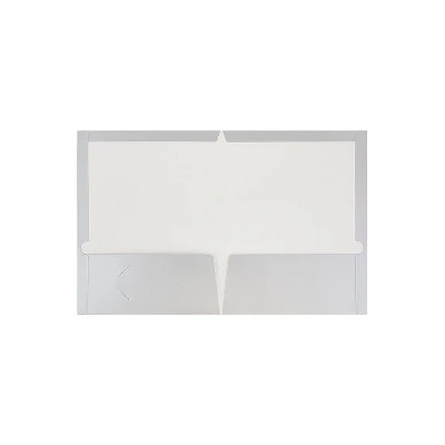 JAM Paper Laminated Two-Pocket Glossy Presentation Folders Silver 385GSID 1 JAM Paper Laminated Two-Pocket Glossy Presentation Folders Silver 385GSID