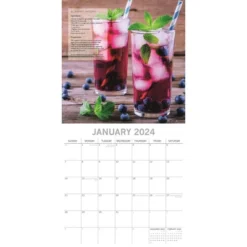 The Gifted Stationery 2024 Square Wall Calendar, Cocktails, 16-Month Food Theme With 180 Reminder Stickers (12x12 In)