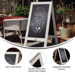 Flash Furniture Canterbury Wooden Indoor/Outdoor A-Frame Magnetic Chalkboard Sign Set With 8 Chalk Markers, 10 Stencils, Eraser, And 2 Magnets -Smart Stationery Deals Store GUEST 24c44fe7 d364 483d 86aa 41344b21bce9