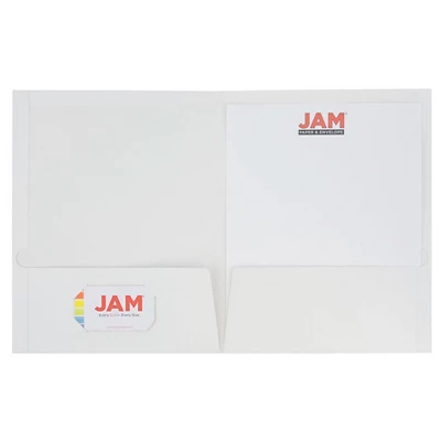 JAM 6pk Glossy Paper Folder 2 Pocket - White 1 JAM 6pk Glossy Paper Folder 2 Pocket - White