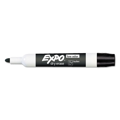 EXPO Low Odor Dry Erase Marker Bullet Tip Black Dozen 82001 1 EXPO Low Odor Dry Erase Marker Bullet Tip Black Dozen 82001
