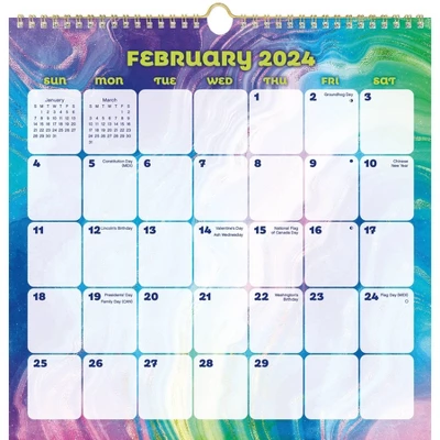 Trends International Inc. 2023-24 Wall Calendar 12"x12" Neon Agrate 1 Trends International Inc. 2023-24 Wall Calendar 12"x12" Neon Agrate