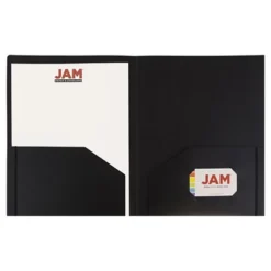 JAM 6pk 2 Pocket Heavy Duty Plastic Folders - Black