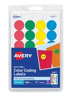 Avery Printable Color Coding Labels, 3/4 Inch Diameter, Assorted, Pack Of 1008