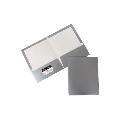 JAM Paper Laminated Two-Pocket Glossy Presentation Folders Silver 385GSID 5 JAM Paper Laminated Two-Pocket Glossy Presentation Folders Silver 385GSID - Image 5