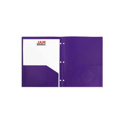 JAM Paper Heavy Duty Plastic 3 Hole Punch Two-Pocket School Folders Purple 383HHPPUA 2 JAM Paper Heavy Duty Plastic 3 Hole Punch Two-Pocket School Folders Purple 383HHPPUA - Image 2