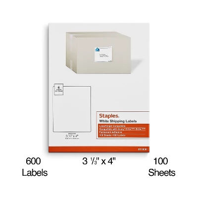 MyOfficeInnovations Laser/Inkjet Shipping Labels 3 1/3" X 4" White 6 Labels/Sheet 479876 2 MyOfficeInnovations Laser/Inkjet Shipping Labels 3 1/3" X 4" White 6 Labels/Sheet 479876 - Image 2