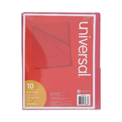 Universal Slash-Cut Pockets For Three-Ring Binders Jacket Letter 11 Pt. Red 10/Pack 61683