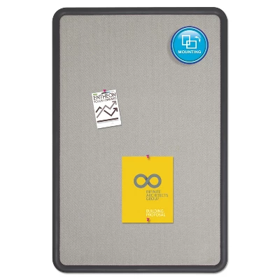 Quartet Contour Fabric Bulletin Board 36 X 24 Gray Surface Black Plastic Frame 7693G 2 Quartet Contour Fabric Bulletin Board 36 X 24 Gray Surface Black Plastic Frame 7693G - Image 2
