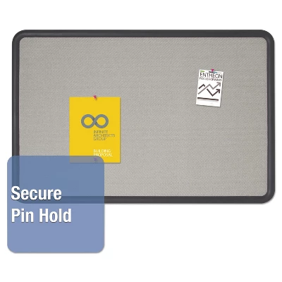 Quartet Contour Fabric Bulletin Board 36 X 24 Gray Surface Black Plastic Frame 7693G 1 Quartet Contour Fabric Bulletin Board 36 X 24 Gray Surface Black Plastic Frame 7693G