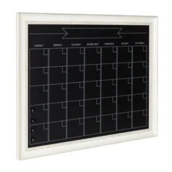 28.88" X 1.11" Macon Framed Magnetic Chalkboard Monthly Calendar White - Kate And Laurel