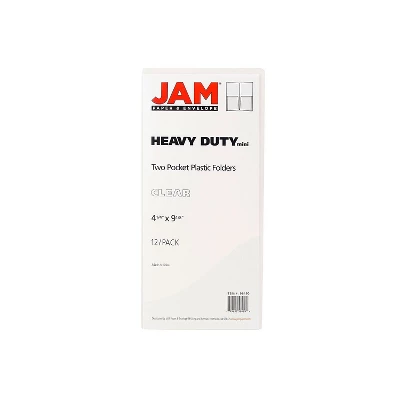 JAM Paper Heavy Duty Plastic Two-Pocket Mini Folders 4 1/4 X 9 1/8 Clear 96450B 2 JAM Paper Heavy Duty Plastic Two-Pocket Mini Folders 4 1/4 X 9 1/8 Clear 96450B - Image 2