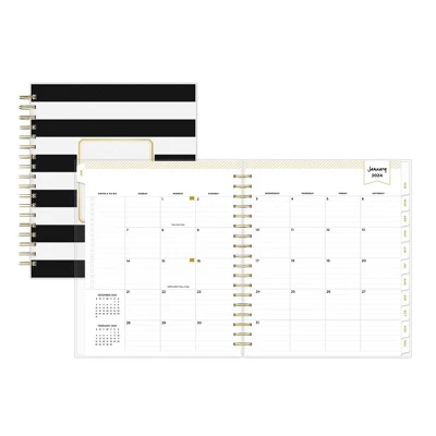Day Designer 2024 Planner 8"x10" Daily/Monthly Frosted Cover Rugby Stripe Black 3 Day Designer 2024 Planner 8"x10" Daily/Monthly Frosted Cover Rugby Stripe Black - Image 3
