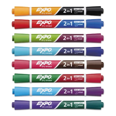 EXPO 2-in-1 Dry Erase Markers 16 Assorted Colors Medium 8/Pack 1944658 2 EXPO 2-in-1 Dry Erase Markers 16 Assorted Colors Medium 8/Pack 1944658 - Image 2