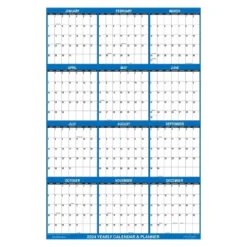 SwiftGlimpse 2024 Yearly Wall Calendar & Planner 32"x48" Navy Blue