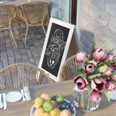 Emma And Oliver Rustic Vintage Double-Sided Folding Magnetic Chalkboard With 8 Chalk Markers, 10 Chalkboard Stencils, Eraser And 2 Rustic Magnets 4 Emma And Oliver Rustic Vintage Double-Sided Folding Magnetic Chalkboard With 8 Chalk Markers, 10 Chalkboard Stencils, Eraser And 2 Rustic Magnets - Image 4