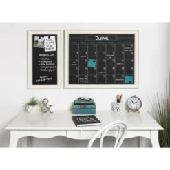 28.88" X 1.11" Macon Framed Magnetic Chalkboard Monthly Calendar White - Kate And Laurel -Smart Stationery Deals Store GUEST 6435e5f0 84a6 4bbc b6b0 0e2a073b82a5