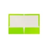 JAM Paper Laminated Two-Pocket Glossy Presentation Folders Lime Green 385GLID