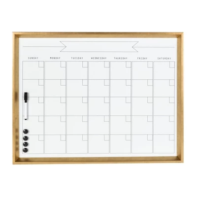 27.25" X 1.5" Calter Framed Magnetic Dry Erase Monthly Calendar Gold - Kate And Laurel 1 27.25" X 1.5" Calter Framed Magnetic Dry Erase Monthly Calendar Gold - Kate And Laurel