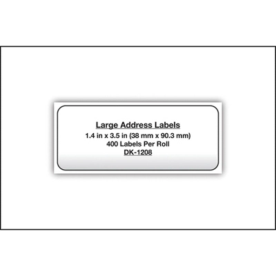 Brother Die-Cut Address Labels 1.4" X 3.5" White 400/Roll DK1208 2 Brother Die-Cut Address Labels 1.4" X 3.5" White 400/Roll DK1208 - Image 2