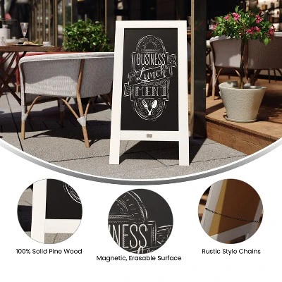 Emma And Oliver Rustic Vintage Double-Sided Folding Magnetic Chalkboard With 8 Chalk Markers, 10 Chalkboard Stencils, Eraser And 2 Rustic Magnets 5 Emma And Oliver Rustic Vintage Double-Sided Folding Magnetic Chalkboard With 8 Chalk Markers, 10 Chalkboard Stencils, Eraser And 2 Rustic Magnets - Image 5