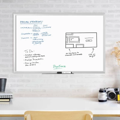 U Brands 35"x23" Dry Erase Board With Tray Aluminum Frame 2 U Brands 35"x23" Dry Erase Board With Tray Aluminum Frame - Image 2