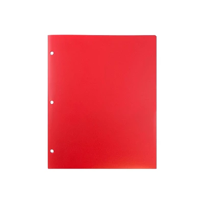 JAM Paper Heavy Duty Plastic 3 Hole Punch Two-Pocket School Folders Red 383HHPREA 4 JAM Paper Heavy Duty Plastic 3 Hole Punch Two-Pocket School Folders Red 383HHPREA - Image 4