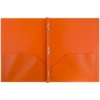 JAM 6pk POP 2 Pocket School Presentation Plastic Folders With Prong Fasteners Orange