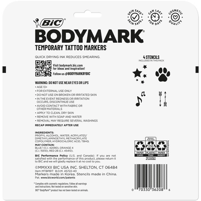 BodyMark By BIC 8pk Collection Tattoo Marker 1 BodyMark By BIC 8pk Collection Tattoo Marker
