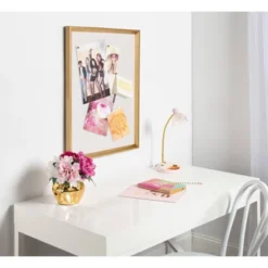 27.5" X 21.5" Calter Framed Linen Fabric Pinboard Gold - Kate And Laurel -Smart Stationery Deals Store GUEST 78b7e69c 4941 4396 9204 eb9f16361c49