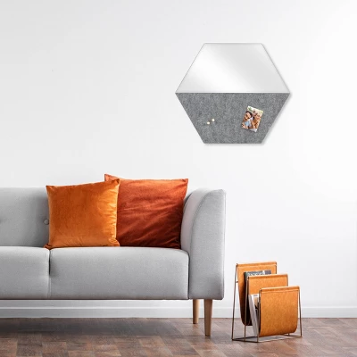 18.5" X 18" Hexagon Mirror Pin Board Presentation Board Gray - Prinz 1 18.5" X 18" Hexagon Mirror Pin Board Presentation Board Gray - Prinz