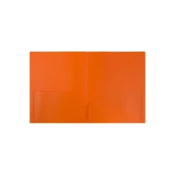 JAM Paper Plastic Two-Pocket School POP Folders Orange Bulk 96/Pack 382EORB