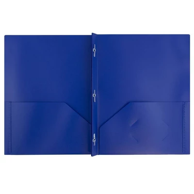 JAM 6pk POP 2 Pocket School Presentation Plastic Folders With Prong Fasteners Dark Blue 1 JAM 6pk POP 2 Pocket School Presentation Plastic Folders With Prong Fasteners Dark Blue