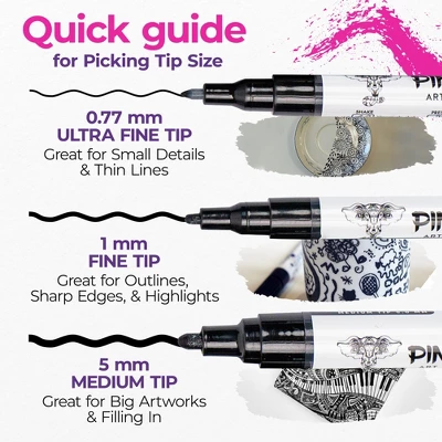PINTAR Premium Acrylic Paint Pens - 4 (0.7mm), 4(1.0mm) & 4(5.0mm) Fine Tip Pens For Rock Painting, Ceramic Glass, Wood, Glass (12 Black) 4 PINTAR Premium Acrylic Paint Pens - 4 (0.7mm), 4(1.0mm) & 4(5.0mm) Fine Tip Pens For Rock Painting, Ceramic Glass, Wood, Glass (12 Black) - Image 4