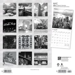 Browntrout 2024 Wall Calendar 12"x12" New York City Black & White