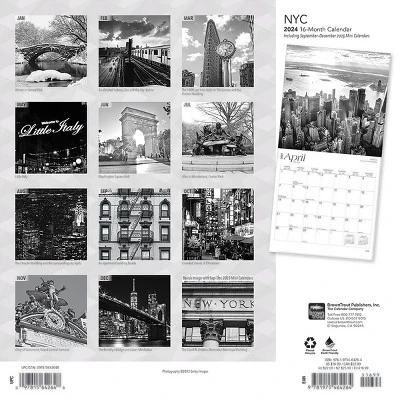 Browntrout 2024 Wall Calendar 12"x12" New York City Black & White 1 Browntrout 2024 Wall Calendar 12"x12" New York City Black & White