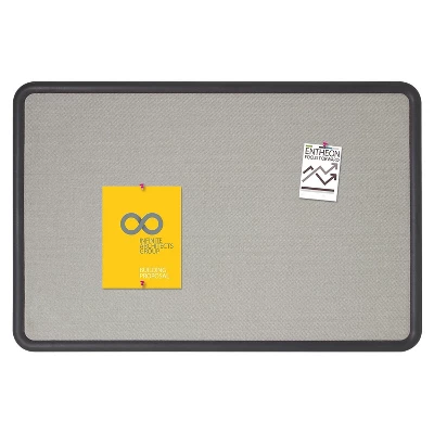 Quartet Contour Fabric Bulletin Board 36 X 24 Gray Surface Black Plastic Frame 7693G 7 Quartet Contour Fabric Bulletin Board 36 X 24 Gray Surface Black Plastic Frame 7693G - Image 7