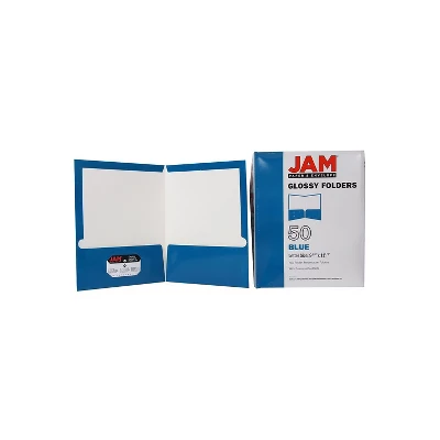 JAM Paper Laminated Two-Pocket Glossy Presentation Folders Blue 385GBUD 7 JAM Paper Laminated Two-Pocket Glossy Presentation Folders Blue 385GBUD - Image 7