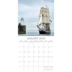 The Gifted Stationery 2024 Square Wall Calendar, Tall Ships, 16-Month Transport Theme With 180 Reminder Stickers (12x12 In)
