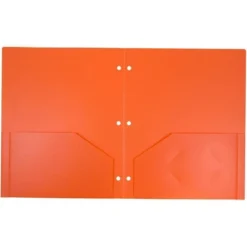 JAM 6pk Heavy Duty 3 Hole Punch 2 Pocket School Presentation Paper Folder Orange